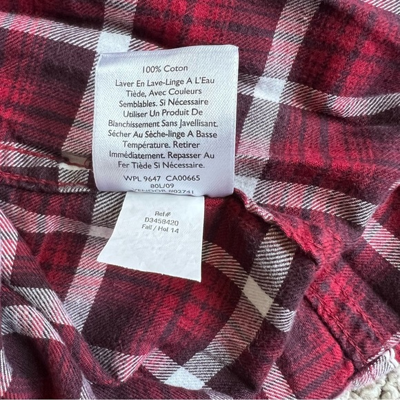 Eddie Bauer Burgundy Classic Fit Plaid Long Sleeve Button Up Shirt, Size Small - Picture 8 of 11